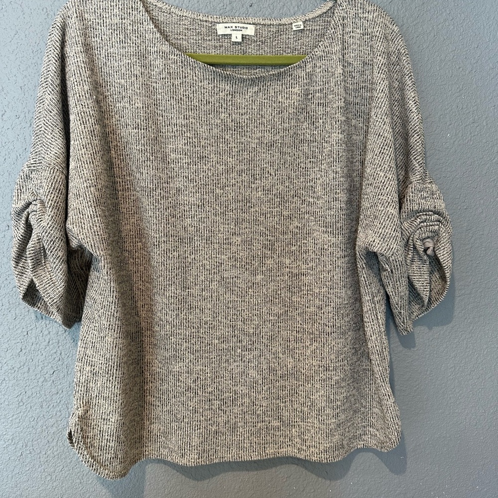 Max Studio Heathered Gray Blouse